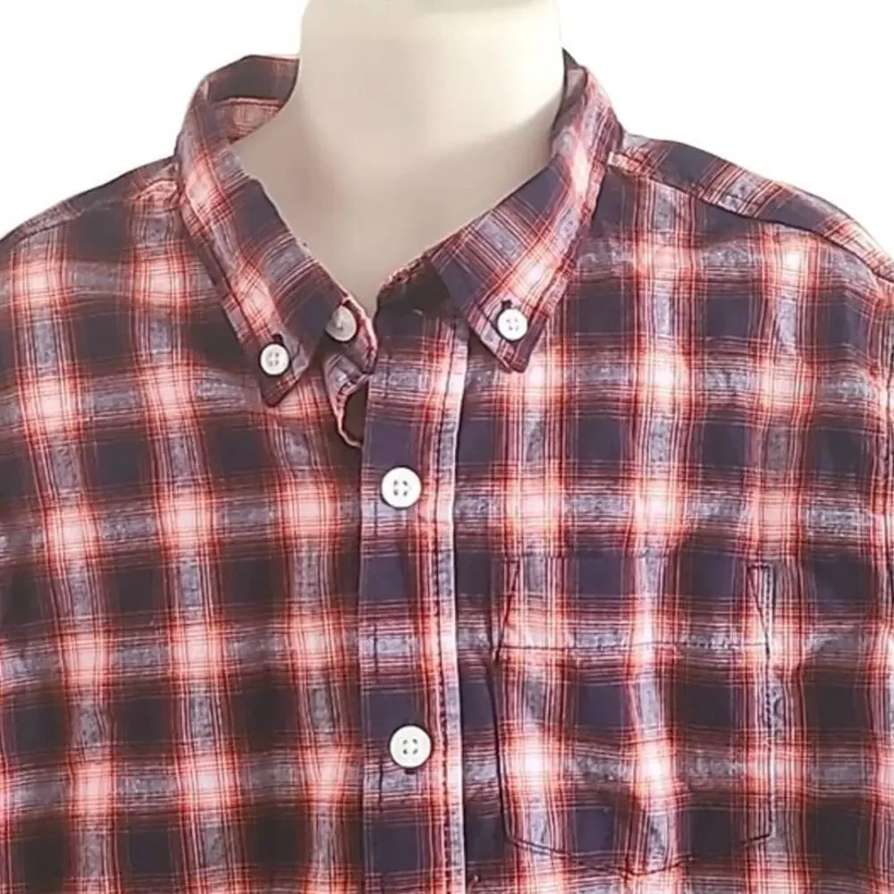 Excellent Old Navy Boys Checker Print Long Sleeve Button-Up Shirt Size 6/7